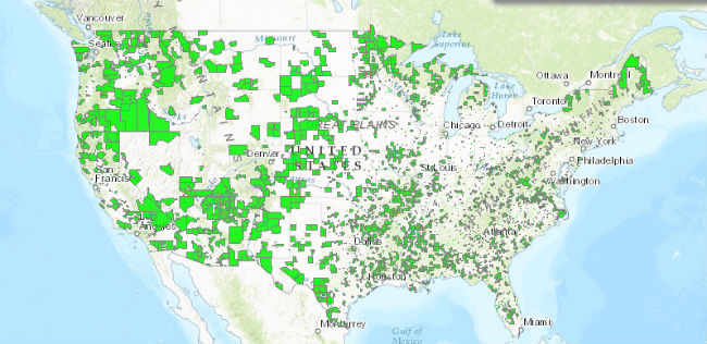 Food Deserts in the USA Based on Traditional Measures (Source: USDA Economic Research Service)
